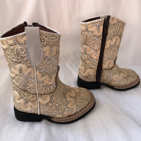 Tanner Mark Infant/Toddler Boot in Gold Glitter Size 4 - Picture 2 of 6